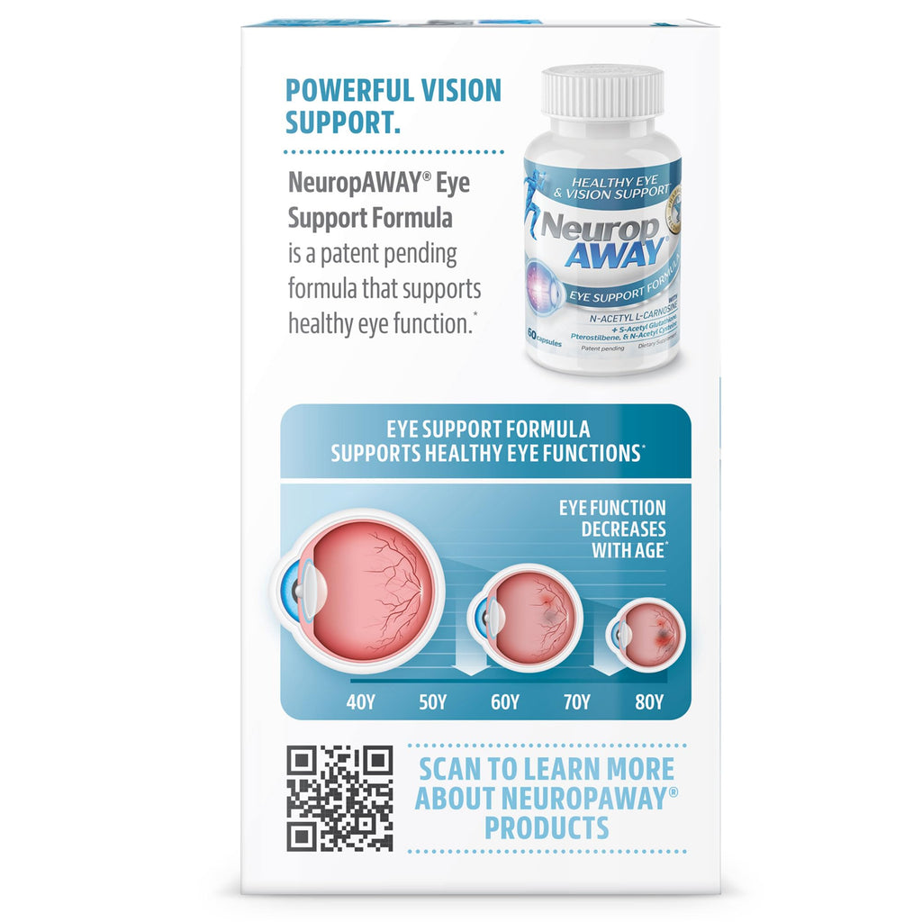 NeuropAWAY Eye Support Supplement 60CT with Lutein N-Acetyl L-Carnosine S-Acetyl Glutathione N-Acetyl Cystiene Pterostilbene Lycopene Zeaxanthin to Support Healthy Vision, Helps Blurry and Dry Eyes