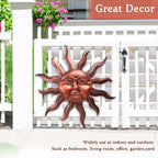 VCUTEKA Outdoor Metal Wall Art 27 Inch Sun Wall Decor for Garden Fence Yard