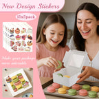 OAMCEG 50 Pack Cupcake Boxes with Window 6x6x3 Inches Cookie Boxes, Bakery Treat Boxes for Pastry, Desserts, Chocolate Strawberries, Cupcake Containers, Gift Giving with Stickers & Twine （White）