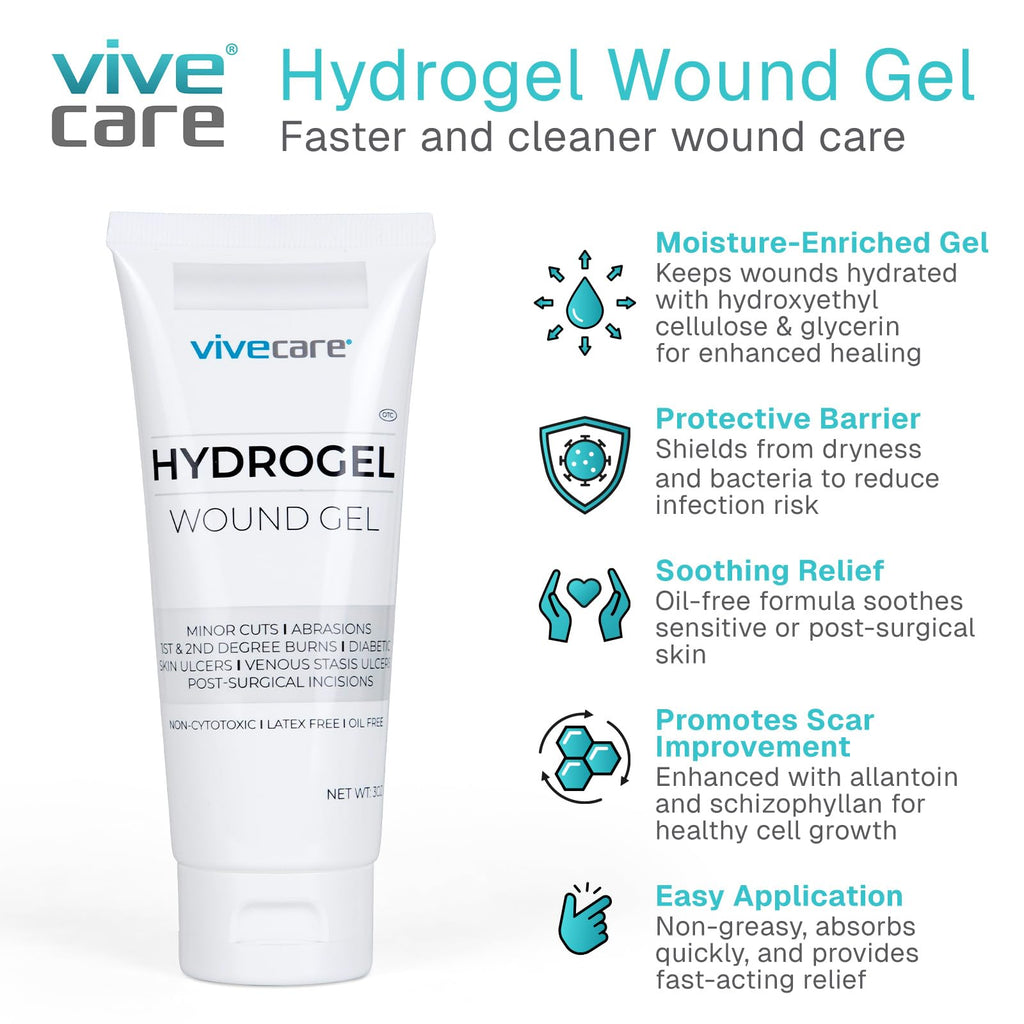 ViveCare Hydrogel Wound Dressing (3 Oz Tube) - First Aid Healing Gel