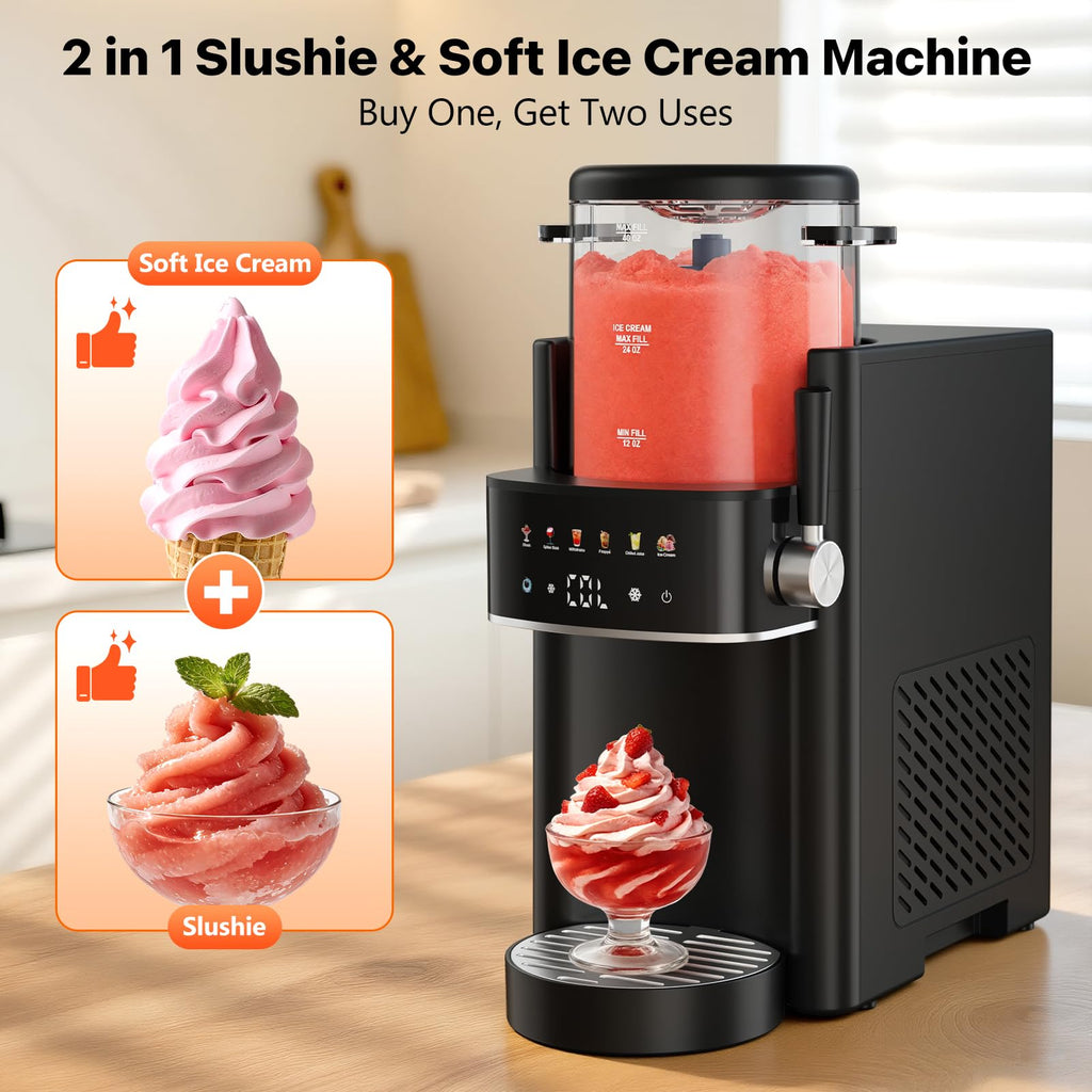 Ranvaira Slushie Machine for Home, Ice Cream Maker, 40OZ Capacity, Silver