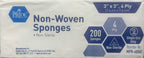 MED PRIDE Non-Woven Gauze Pads,3x3 in,4-Ply,Non-Adherent, 200-Count Pack