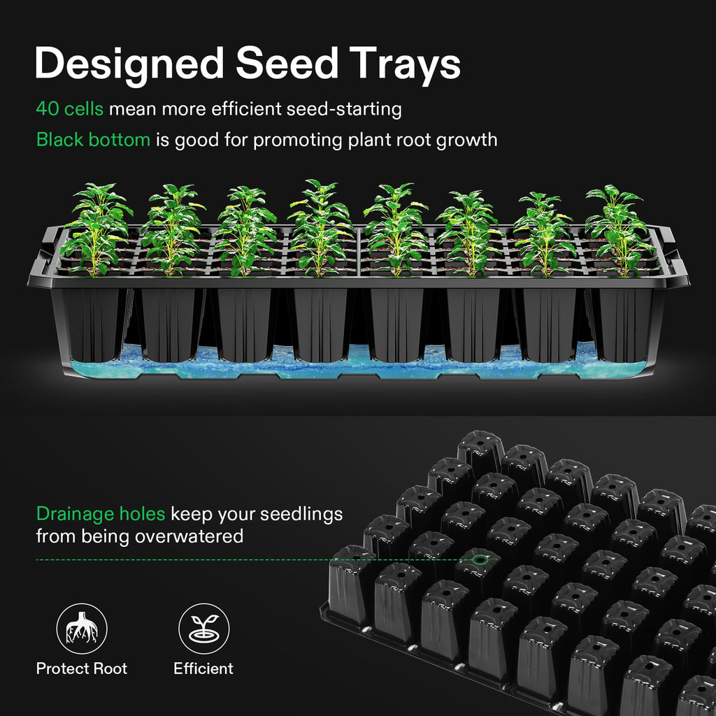 VIVOSUN 1-Pack Seed Starter Kit, 40-Cell Tray, LED Lights and Heat Mat