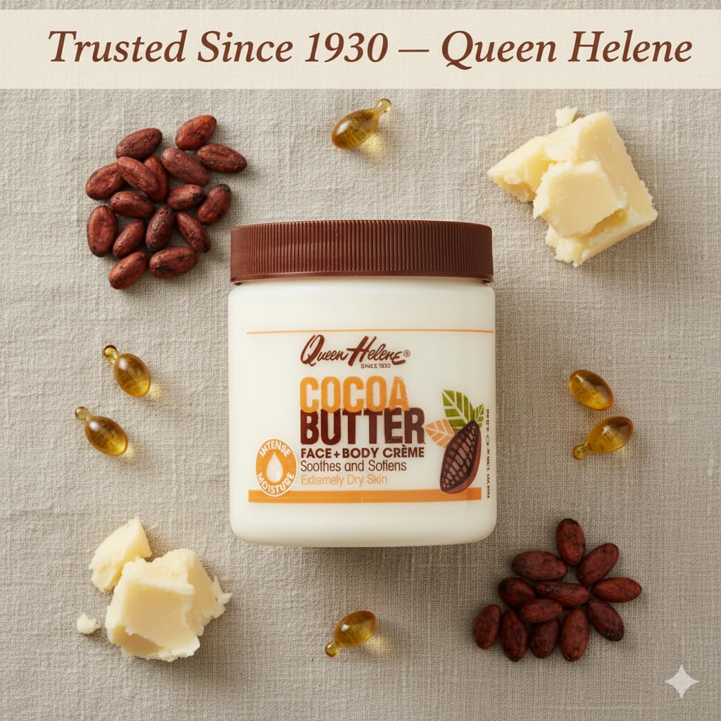 Queen Helene Cocoa Butter Creme – Deep Hydrating Cocoa Butter Formula for Smooth Radiant Skin | 15 oz Jar | 3 Pack