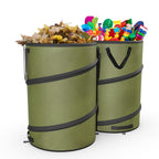 Sprinia 2-Pack 30 Gallon Collapsible Pop-Up Trash Can for Camping, RV - Waste Yard Bag for Gardening Lawn/Leaf - 30 Gallon Each Bag, Green