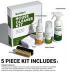kanfort Carpet & Upholstery Cleaner 5-Piece Set, Fast Action Stain Remover for Furniture, Fabric, Sofa, Car Seats & Clothes - Includes Brush and Towel - Safe for Kids and Pets, Includes Brush & Towel
