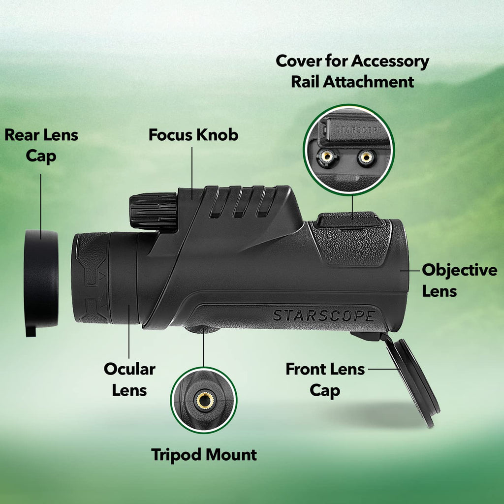 Starscope Monocular Telescope Smartphone Bundle - 10x42 Monoculars for Adults High Powered with Cell Phone Adapter | Bird Watching, Hunting, Hiking Pocket Scope | BAK4 Prism FMC Lens, Waterproof