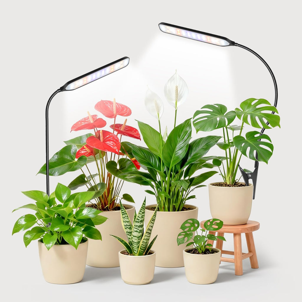 Garpsen Grow Light with Clip, Full Spectrum, Flexible Gooseneck, 2Pack