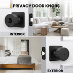 Goldenwarm Matte Black Door Knobs Interior, Privacy Bedroom Door Knob with Lock, Black Interior Door Knobs Bathroom 6 Pack