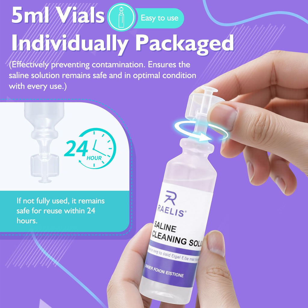 7% Saline Solution for Various Household Uses, 300ml (10.56 FL OZ), 5ml Each, 60Pack