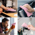 Honova Microfiber Cleaning Cloth Roll-90 Pack, Tear Away Towels，Paper Towel Alternative, 12" x 12"，Reusable, Washable, Scratch Free, Highly Absorbent Dish Rags for Car, Home, Garage or Shop(Pink&Grey)