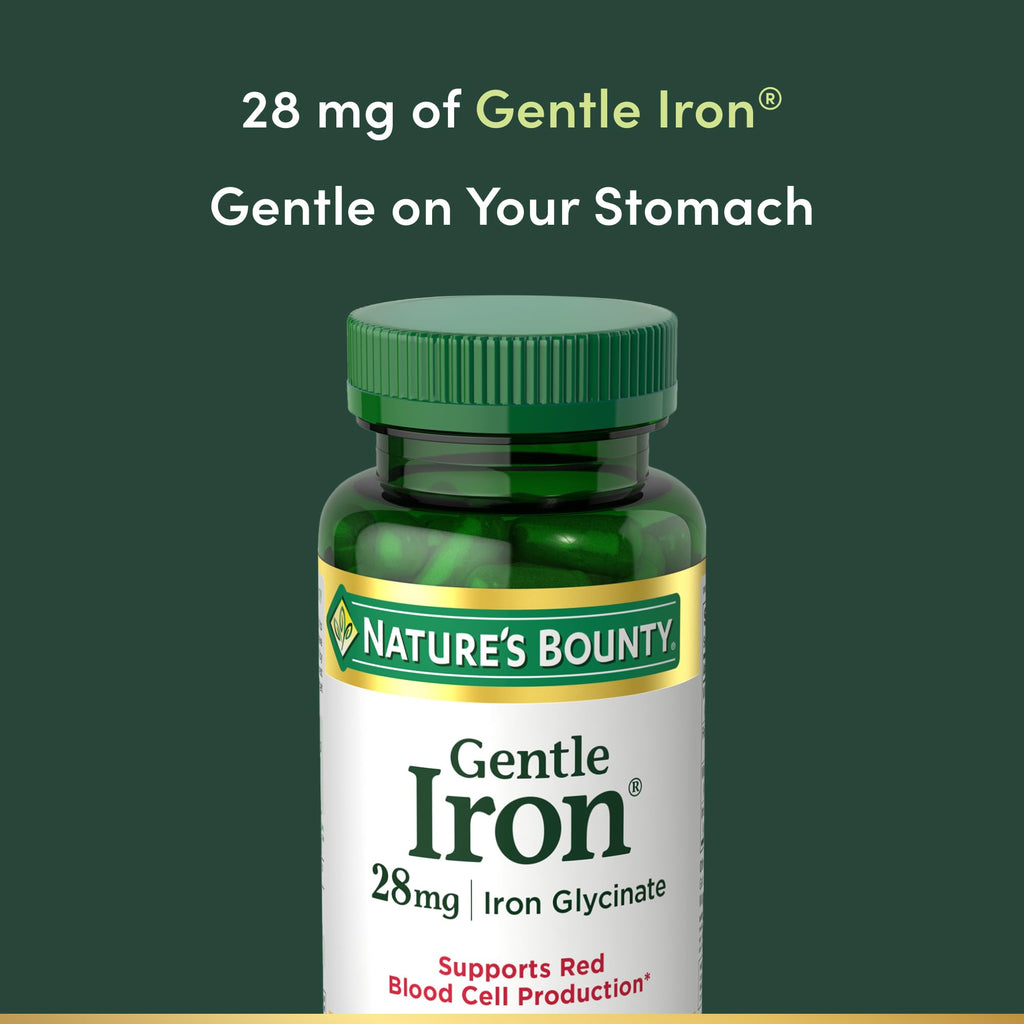 Nature's Bounty Gentle Iron 28 mg 90 Capsules (Pack of 3)