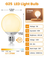 TJOY G25 LED Globe Light Bulbs, Vanity Bulb for Bathroom 40W Equivalent