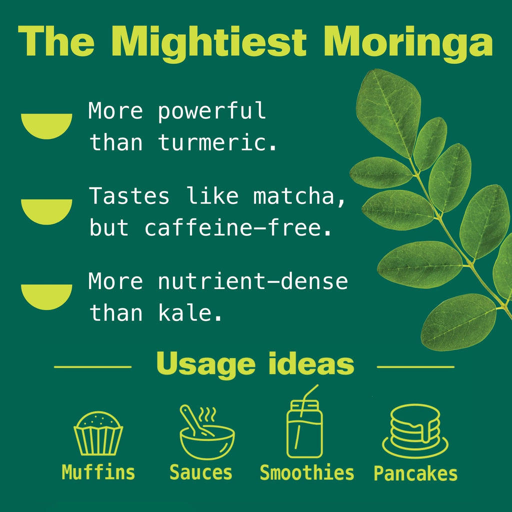 Kuli Kuli Moringa Oleifera Organic Leaf Powder & Green Smoothie, 100% Pure USDA Certified & Non-GMO Moringa Powder, Great with Smoothies, Tea, and Food, 2 Pack