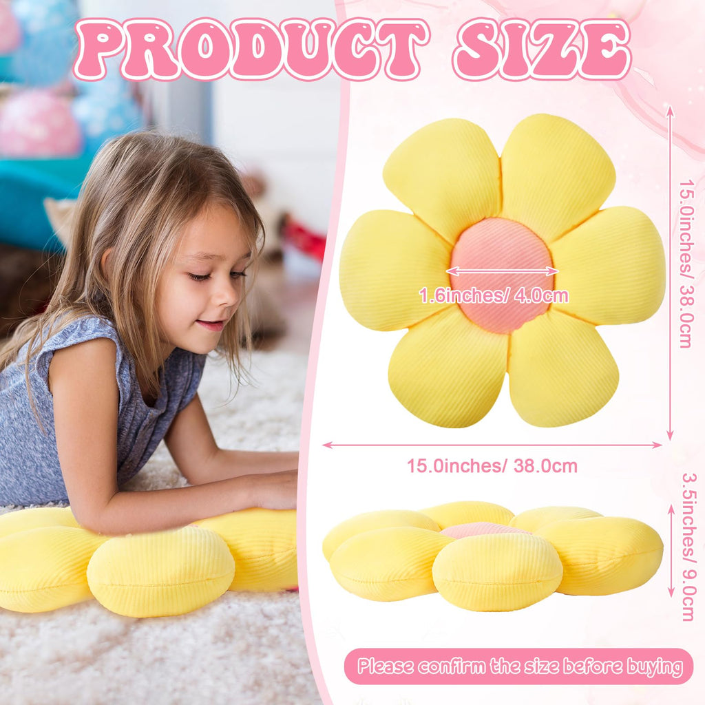 Reginary 4 Pcs Flower Floor Pillow Cushion Kid, Daisy, Fresh, 15.75''