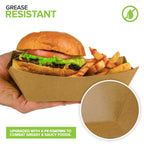 Stock Your Home [250 Pack] Extra Large Disposable Brown Kraft Paper Food Trays, 3-Lb Concession Tray, Serving Boats for Party Snacks, Taco Bar, Seafood, Nachos Plates