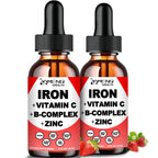 2 Pack Liquid Iron Supplement w/Vitamin C, A, B-Complex, Vegan Iron Drops High Potency Liquid Vitamin & Iron Supplements for Women, Men & Children -Support Red Blood Cell, Energy, Anemia & Fatigue