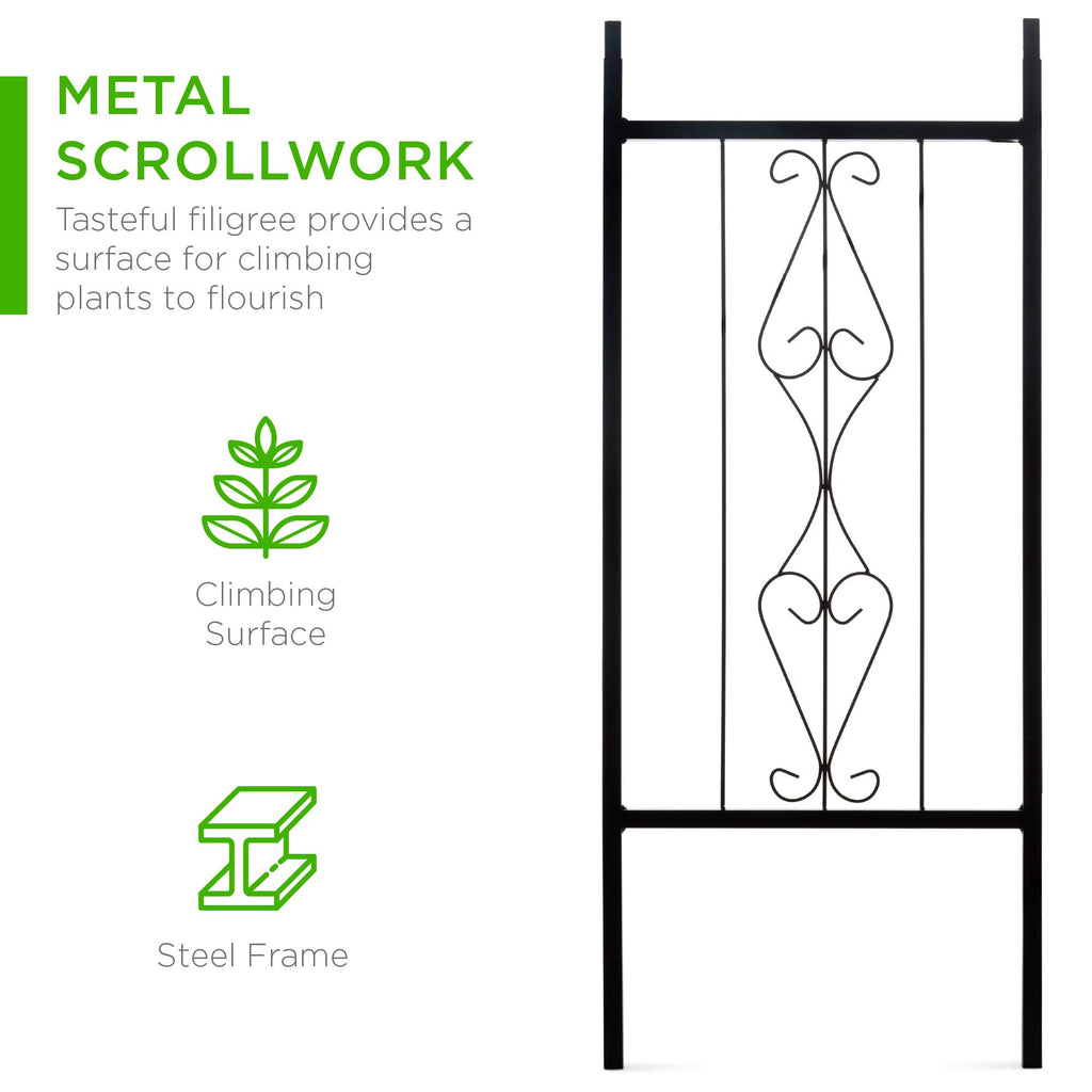 Best Choice Products 92in Steel Garden Arch Arbor Trellis for Outdoor, Yard, Garden, Climbing Plants w/Decorative Wire Lattice - Black