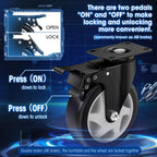 ASHGOOB 5" Heavy Duty Plate Casters, 1400 Lbs Dual Brake - Set of 4