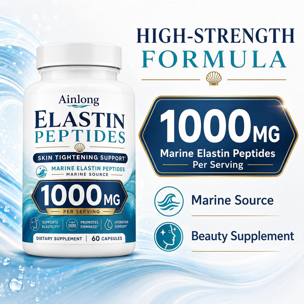 Ainlong Elastin Peptides 1000mg, Marine Elastin Peptide Skin Tightening Formula, 60 Count (1)