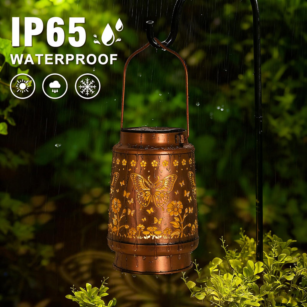 2Pack Solar Lights Solar Lanterns Outdoor Waterproof - Butterfly Garden Decor Birthday Gifts for Women Mom Grandma Butterflies Decoration Outside for Yard, Patio, Backyard, Porch