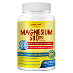 ZEBORA 10-in-1 Magnesium Complex Supplement, Magnesium Glycinate 500mg with Citrate & Malate, Chelated High Absorption Plus Vitamin D3 & Zinc - for Nerve, Muscle & Bone Support - 120 Capsules
