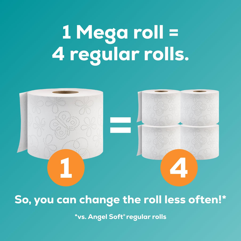 Angel Soft Toilet Paper with Fresh Lavender Scented Tube, 48 Mega Rolls = 192 Regular Rolls, Soft and Strong Toilet Tissue