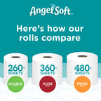 ANGEL SOFT Toilet Paper Bath Tissue, 12 Double Rolls, 260+ 2-Ply Sheets Per Roll