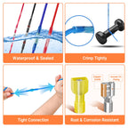 Kuject Ultimate Heat Shrink Wire Connectors, 1500PCS Waterproof Electrical Spade Connectors kit, Insulated Crimp Ring Fork Spade Terminal T-Tap Solder Butt Splice Connector for Marine Boat Truck