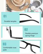 Yexiya 50 Pack Reading Glasses Bulk Frame Eyeglasses with Spring Hinge Traditional Adjustable Non-Prescription Glasses for Men Women(1.5 Diopters,Black)
