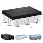 10x16 FT Rectangular Pool Cover, Solar Pool Cover for Above Ground Pool, Swimming Pool Cover Including Buckle, Drawstring and Ground Nails for Rectangular or Oval Pools