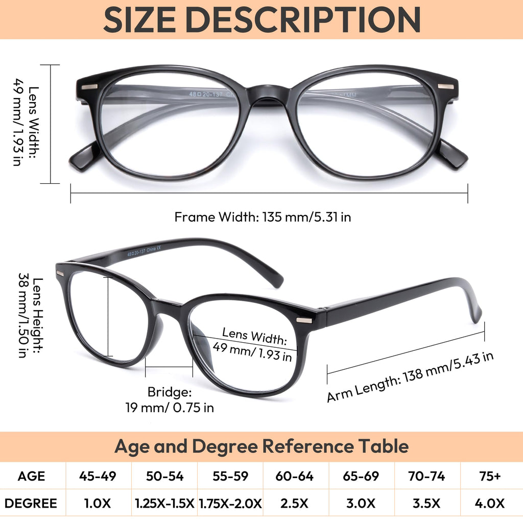 EFE Reading Glasses Readers for Women Ladies 2.0 Lightweight Full Frame Spring Hinge Eyeglasses 5 Pack (Mix Color, 2.00)