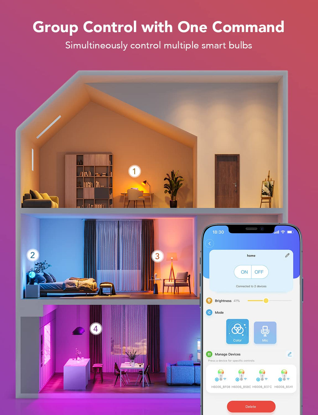 Govee LED Smart Light Bulbs, 1000LM Color Changing Light Bulb, Wi-Fi & Bluetooth Light Bulbs, Work with Alexa and Google Assistant, Dimmable RGBWW A19 75W Equivalent Smart Bulbs, 1 Pack