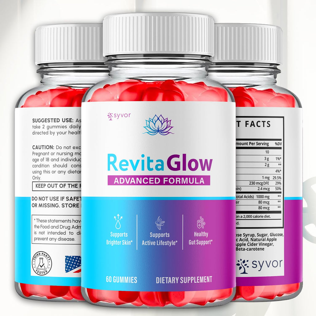 (2 Pack) RevitaGlow Gummies, Official Revita Glow Gummys with Apple Cider Vinegar, Advanced Skin Health Support Supplement with Premium Beauty Vitamins, Revitaglow Women's Health (120 Gummies)