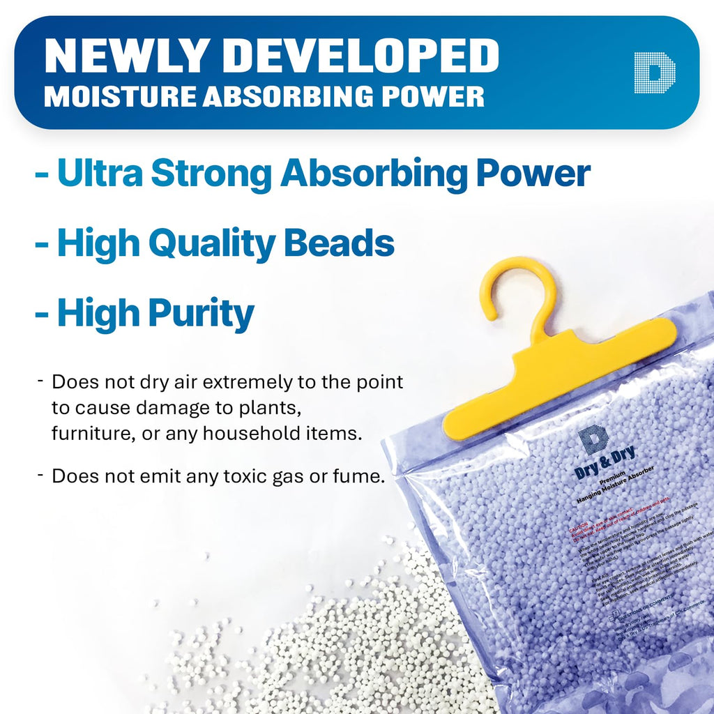 Dry & Dry 46 Packs [Net 14 Oz/Pack] Moisture Absorbers for Home, Basement & Bedroom - Small Dehumidifiers