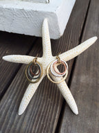Handmade Sunrise Earrings – Cape Cod USA Award-Winning Artist Judith Stiles – Lightweight Mixed Metal Dangle Earrings – Hammered Brass, Copper & Silver Tone Circles – Coastal Beach Jewelry, Bohemian Style with a Yoga Heart – A Great Gift for Women