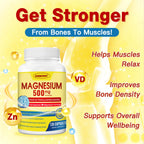 ZEBORA 10-in-1 Magnesium Complex Supplement, Magnesium Glycinate 500mg with Citrate & Malate, Chelated High Absorption Plus Vitamin D3 & Zinc - for Nerve, Muscle & Bone Support - 120 Capsules