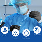 JMU 200 Black Nitrile Gloves Small, 3.5Mil Disposable Gloves Latex-Free
