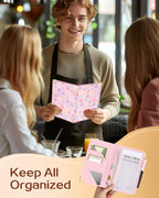 Slohif Server Book for Waitress Cute Serving Books with Zipper Pocket Accessories Leather Server Check Book Restaurant Waiter Server Booklet Organizer Ticket Book Holder