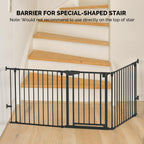 Bonnlo 120 Inches Wide Configurable Baby Gate, Fireplace Safety Fence/Guard, Adjustable 5-Panel Metal Play Yard for Toddler/Pet/Dog, Christmas Tree Fence, Includes 4 Pack of Wall Mounts, Black
