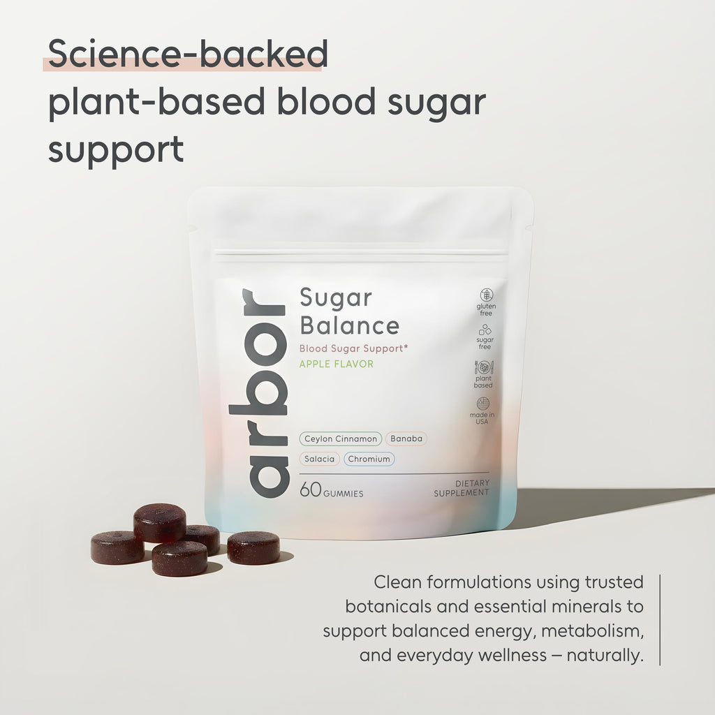 ARBOR ELEMENTS Sugar Balance Gummies – Vegan Herbal Supplement with Ceylon Cinnamon, Banaba, Salacia & Chromium – Supports Healthy Blood Sugar & Carbohydrate Metabolism Function – 60 Gummies