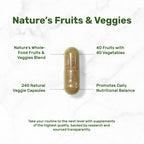 Nature’s Fruits & Veggies Supplement, 240 Veggie Capsules – 80 Whole Food Superfoods for Daily Balance – 40 Fruits with 40 Vegetables and Greens – Non-GMO, Gluten Free