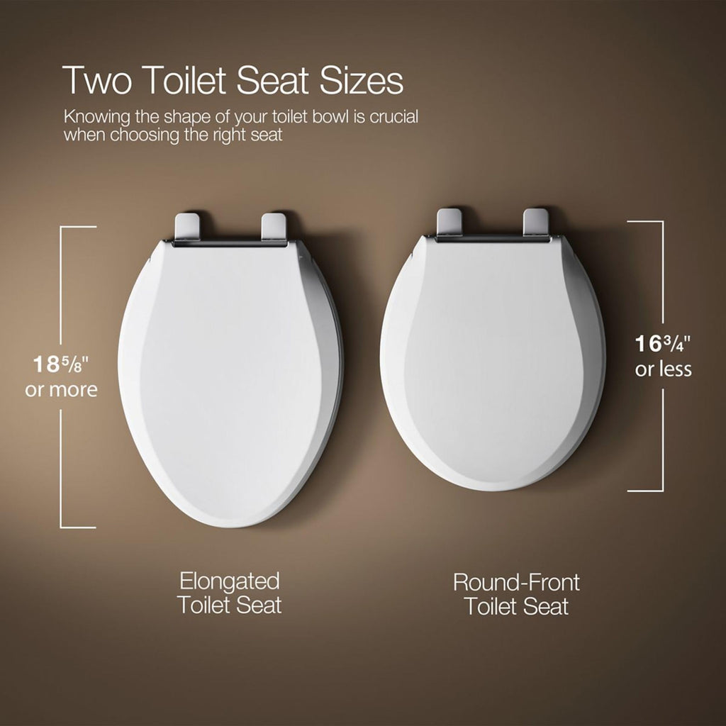 KOHLER 20111-0 Brevia, Slow Close Toilet Seat, Round Toilet Seat, Grip-Tight Bumpers Quick-Attach Hardware, White