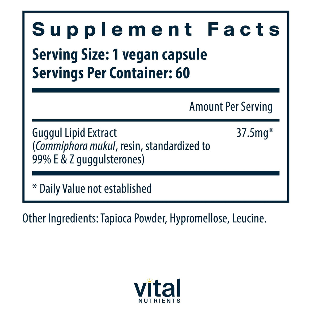 Vital Nutrients Guggul E & Z - Vegan Guggul Supplement - Cholesterol Supplement for Healthy LDL and Triglyceride Levels - Gluten, Dairy, Soy Free - Non-GMO - 60 Capsules