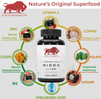 Grass Fed Bison Liver Capsules Supports Energy Production, Detoxification, Digestion, Immunity, Natural Iron Non-GMO, Freeze Dried Liver Health Supplement, 3000mg