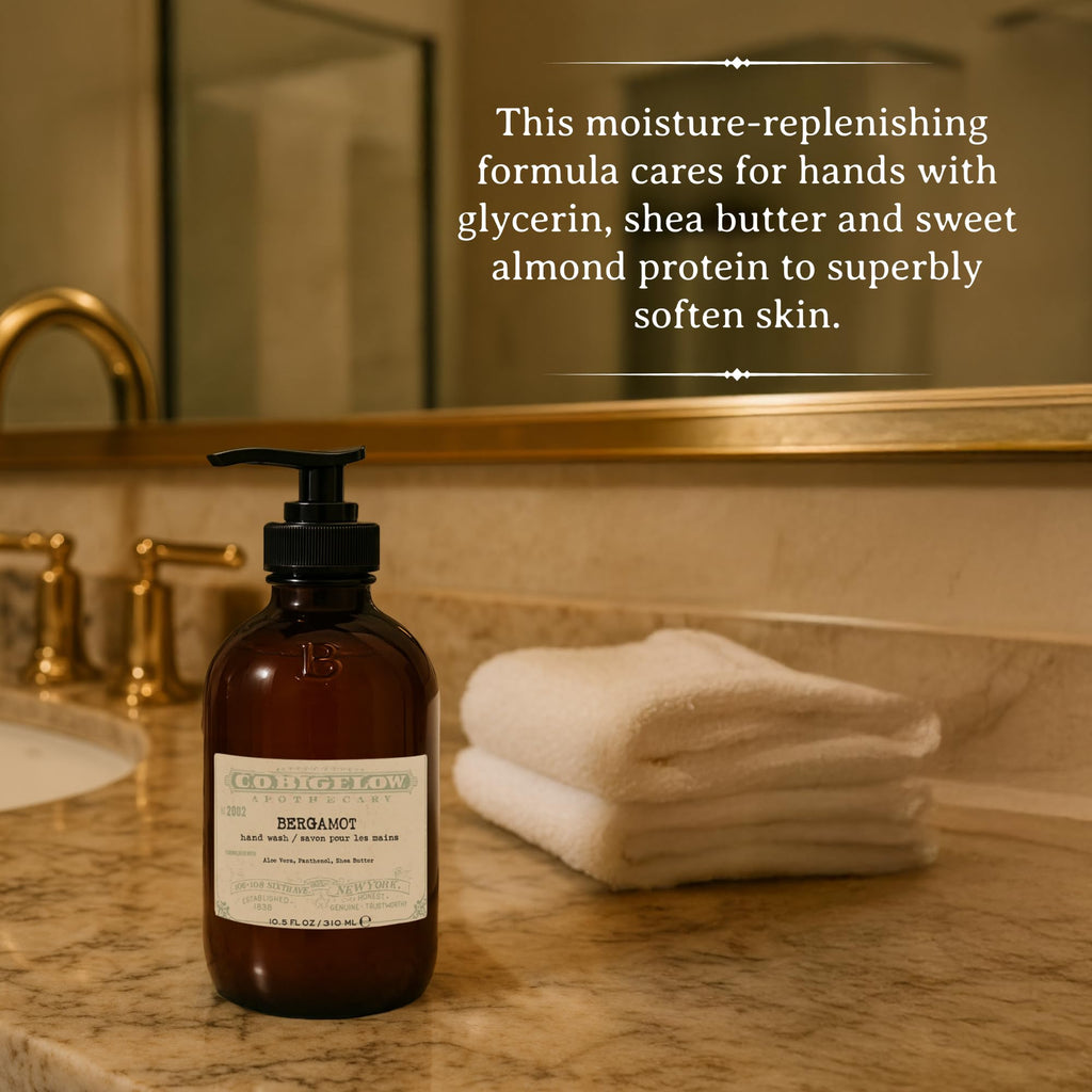 C.O. Bigelow Bergamot Hand Wash, Iconic Collection Liquid Hand Soap with Shea Butter, Glycerin, Aloe Vera, 10.5 Fl Oz