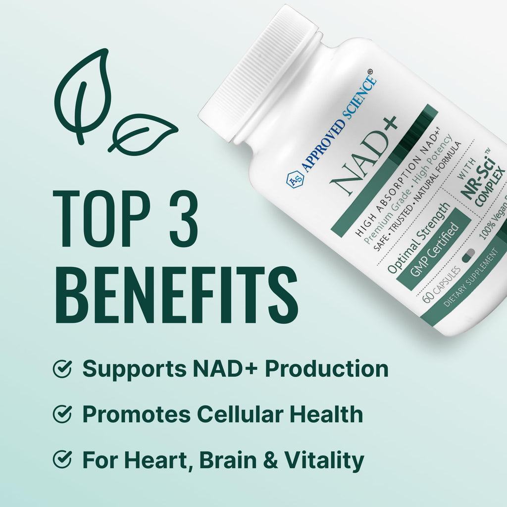 Approved Science NAD+ – 300mg NR, Quercetin, Vitamin B2, BioPerine – 60 Vegan Capsules – Pack of 1