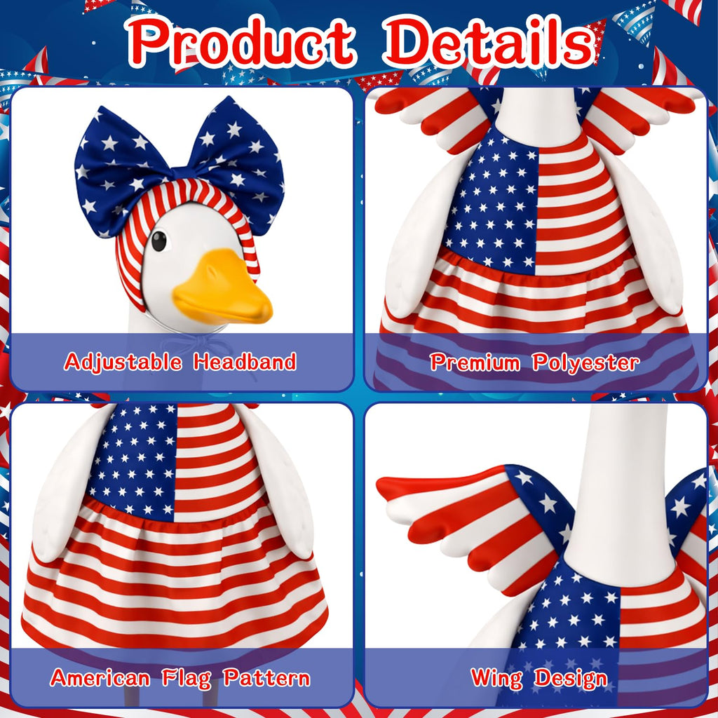 4th of July Porch Goose Outfits Patriotic Goose Costume for Outdoor Decor