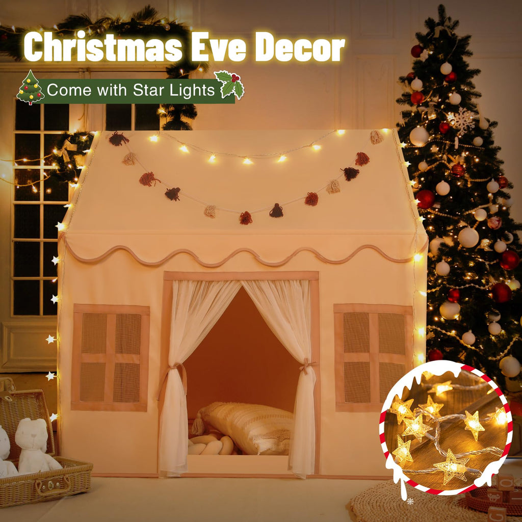 Senodeer Kids Play Tent Indoor: with Mat, Tassel Garland - Girl Tent Indoor Playhouse for Kids Toys for Boy Girl Birthday Gift