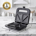 OVENTE Electric Sandwich Maker, 750W Non-Stick Plates, Black GPS401B